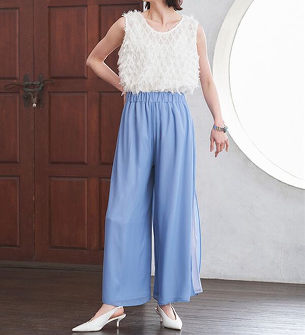 ひんやり！サイドスリットシフォンパンツ - ベルーナ【公式】