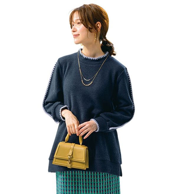 ルフラン（ルフラン）の「【４色組】配色刺しゅうのほっこりプルオーバー（カットソー）」｜詳細画像