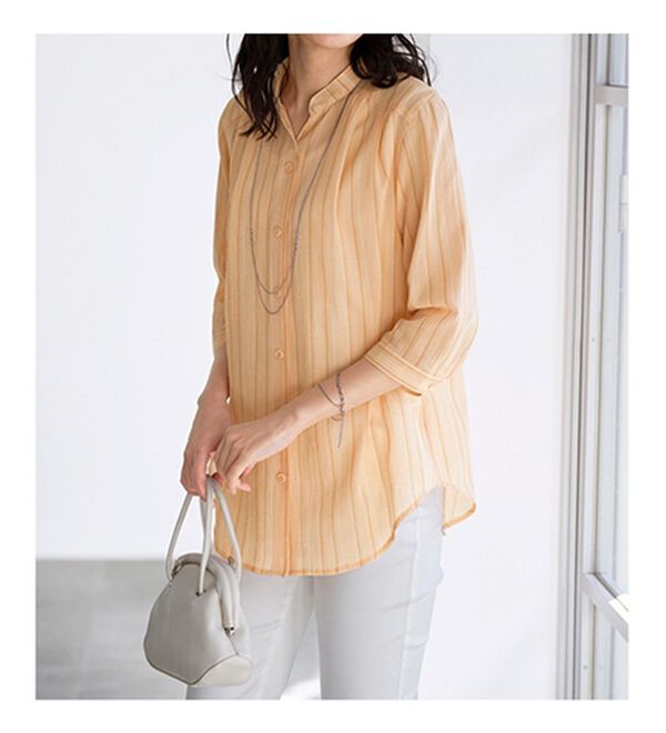 BELLUNA（ベルーナ）の「ストライプ柄スキッパーブラウス（ブラウス）」｜詳細画像