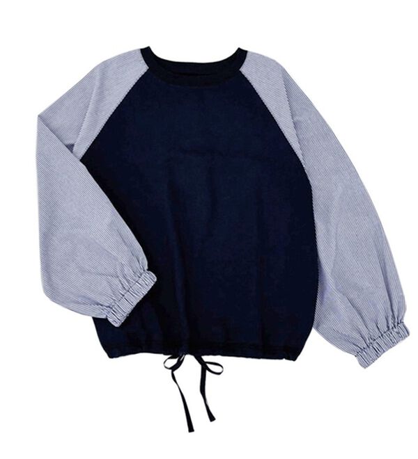 Viola e Viola（ヴィオラ エ ヴィオラ）の「綿混ミニ裏毛ストライプ切替トップス（カットソー）」｜詳細画像