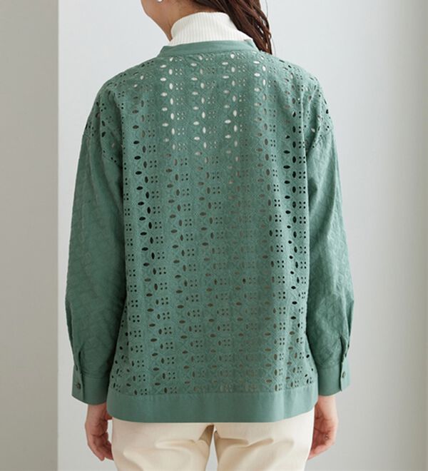 BELLUNA（ベルーナ）の「花柄レース切替シャツジャケット（シャツ）」｜詳細画像