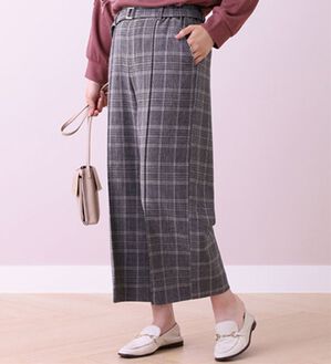BELLUNA（ベルーナ）の「ストレッチ素材ワイドパンツ（ワイドパンツ・ガウチョ）」｜グレンチェック