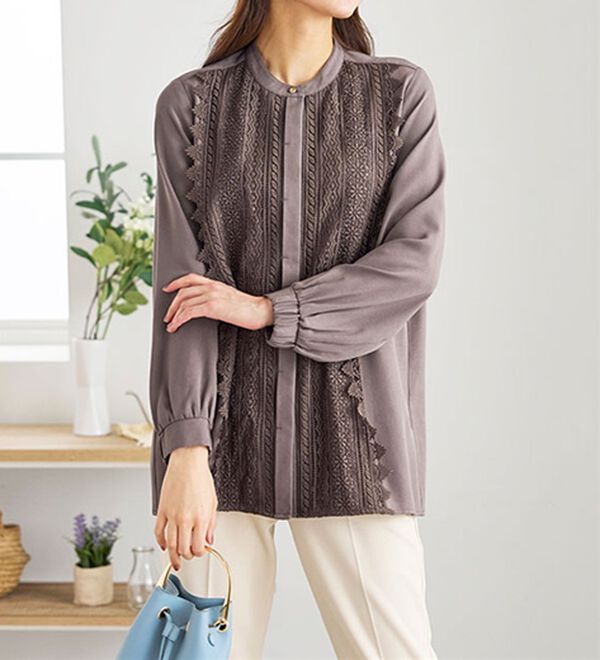 BELLUNA（ベルーナ）の「ケミカルレース上品シャツチュニック（チュニック）」｜詳細画像