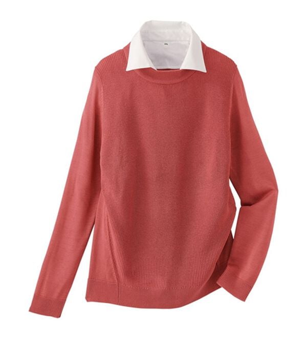 重ね衿付！細見えニットプルオーバー - ベルーナ【公式】