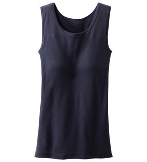 「【医師オススメ】ＵＶカット綿１００％カップ付タンクトップ＜カラフルコットン＞（肌着・インナーウェア）」｜ブラック