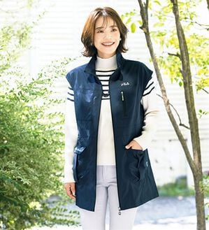 ルフラン（ルフラン）の「＜ＦＩＬＡ＞キャップスリーブお散歩ベスト（ベスト）」｜ネイビー