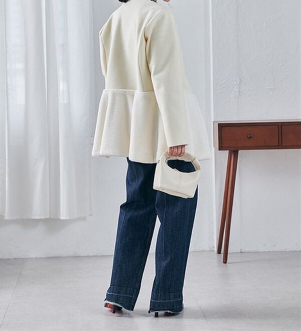 RANAN（ラナン）の「ペプラムファー切替コート（ハーフコート）」｜詳細画像