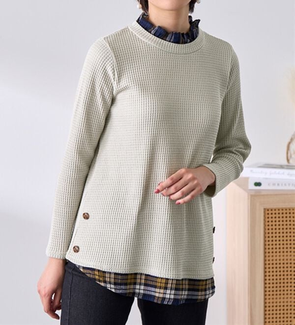 BELLUNA（ベルーナ）の「異素材重ね着風チュニック（チュニック）」｜詳細画像