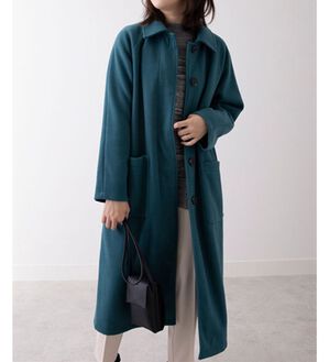 BELLUNA（ベルーナ）の「ウール調ステンカラーロングコート（ロングコート）」｜ブルーグリーン