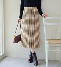 alotta（アロッタ）の「ツイードチェックタイトスカート（ひざ丈スカート）」