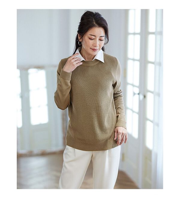 BELLUNA（ベルーナ）の「重ね衿付！細見えニットプルオーバー（ニット・セーター）」｜詳細画像