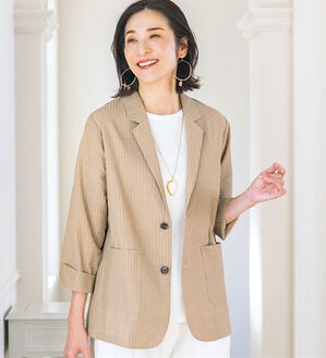 ルフラン（ルフラン）の「＜ｆｕ－ｕ＞洗える綿混サッカー素材ジャケット（その他ジャケット）」｜ベージュ系