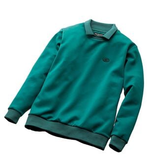 「＜トランスコンチネンツゴルフ＞伸感覚！技ありポロトレーナー（メンズトレーナー）」｜ブルーグリーン