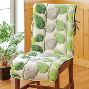 「ふっくらリーフ柄椅子カバー（チェアカバー・チェアパッド）」｜詳細画像
