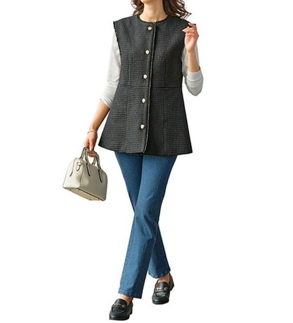 BELLUNA（ベルーナ）の「ツイードベストセットアップ（パンツスーツ）」｜詳細画像