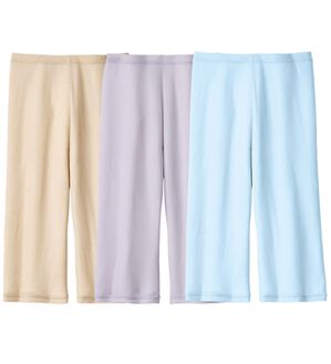 「【３色組】うすくてかる～い綿１００％５分丈ボトム（肌着・インナーウェア）」｜3色組