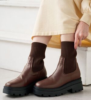 RANAN（ラナン）の「ニット切替厚底ソックスブーツ（ブーツ）」｜詳細画像