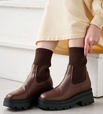 RANAN（ラナン）の「ニット切替厚底ソックスブーツ（ブーツ）」