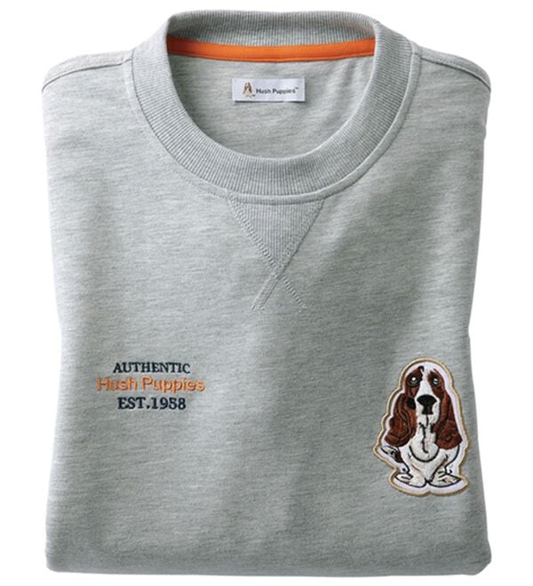 「＜ハッシュパピー＞ブランドデザイン裏毛トレーナー・パンツ（メンズルームウェア）」｜杢グレー(トレーナー)