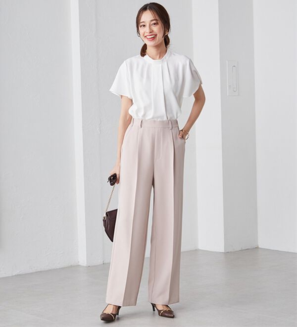 RANAN（ラナン）の「【選べる２丈】機能付！美脚シルエットセンタープレスワイドパンツ（フルレングスパンツ）」｜詳細画像