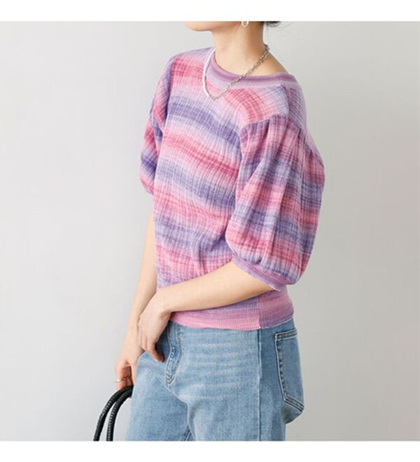 GeeRA（ジーラ）の「前後２ＷＡＹグラデーションニットカーデ（ニットカーディガン）」｜詳細画像