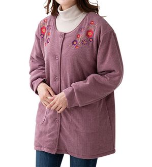 「刺しゅうが豪華なあったかニットコール割烹（パジャマ・ルームウェア）」｜詳細画像