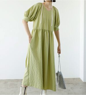 GeeRA（ジーラ）の「ワッシャー素材パフスリーブワンピース（その他ワンピース）」｜詳細画像