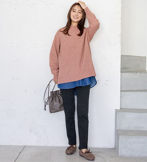 BELLUNA（ベルーナ）の「【快適Ｌａｂ．】洗える＆チクチクしにくい！ウール調ニットプルオーバー（ニット・セーター）」｜詳細画像