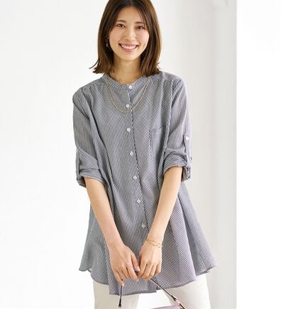 BELLUNA（ベルーナ）の「フランス綾ドレープ使いシャツチュニック（チュニック）」