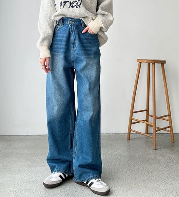 ＪＫＴさん専用、参考額 美脚見え！2ボタンウエストワイドデニムパンツ - ベルーナ【公式】