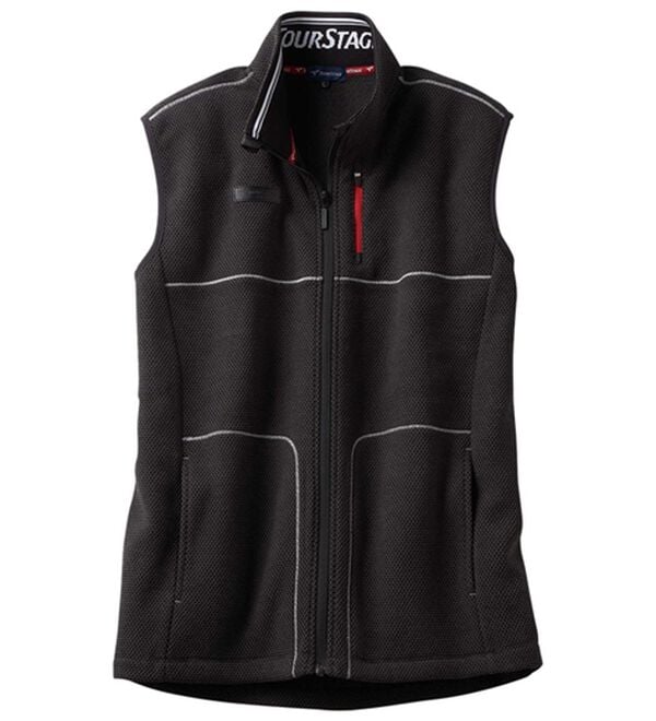 「＜ツアーステージ＞バーズアイ裏起毛ベスト（メンズベスト）」｜ブラック