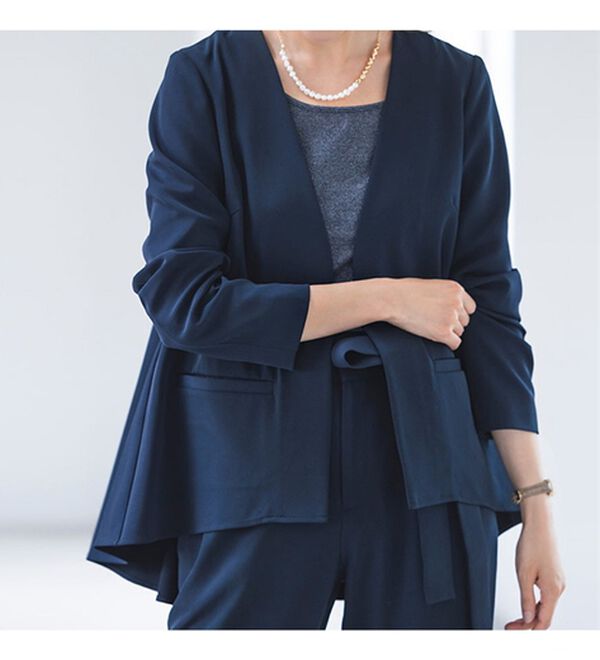 2点セット＞洗える！フレアーシルエットジャケットセットアップ