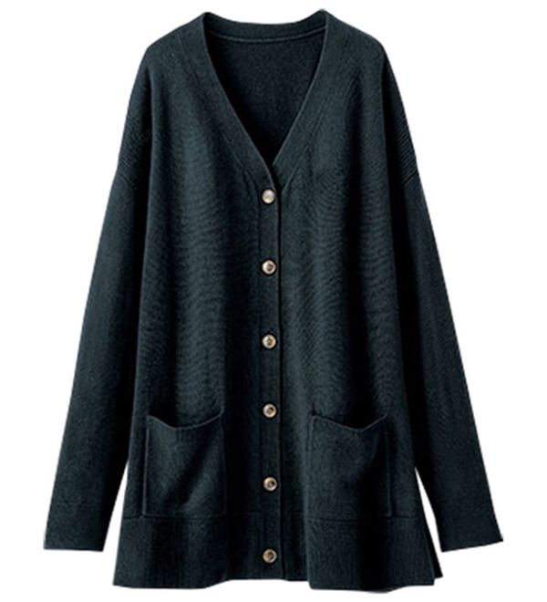 BELLUNA（ベルーナ）の「ふんわりカシミヤタッチニットカーディガン（ニットカーディガン）」｜黒