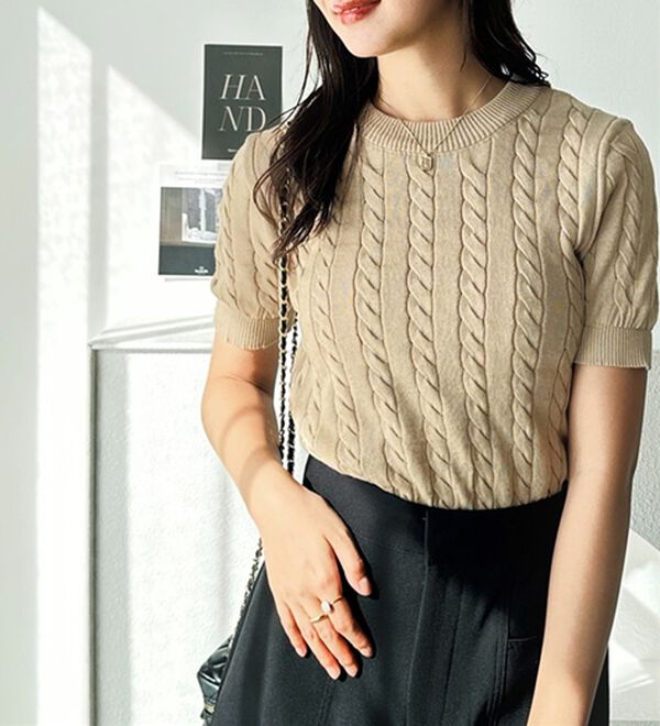GeeRA（ジーラ）の「ケーブル編みニットトップス（ニット・セーター）」｜詳細画像