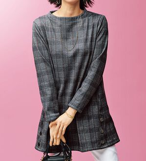 BELLUNA（ベルーナ）の「裏ベロアサイドボタン使いチュニック（チュニック）」｜詳細画像