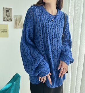 GeeRA（ジーラ）の「透かし柄編みルーズニット（ニット・セーター）」｜詳細画像