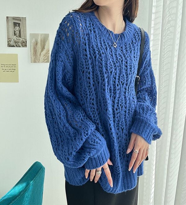 透かし柄編みルーズニット - ベルーナ【公式】