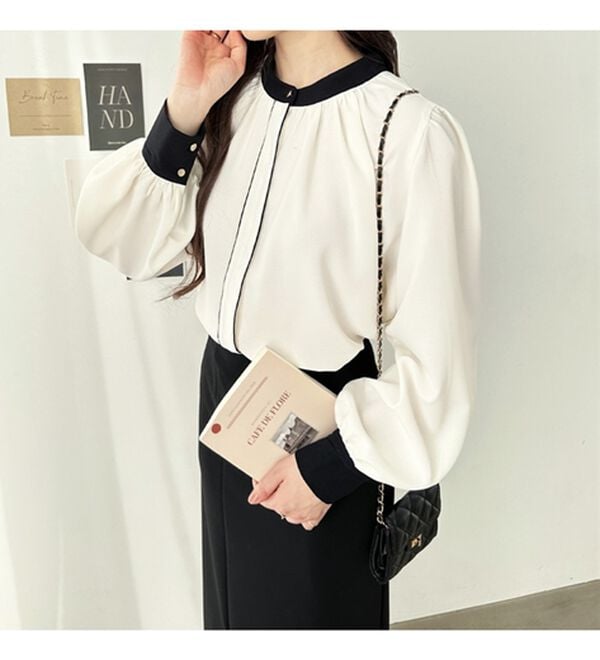 GeeRA（ジーラ）の「前後２ＷＡＹバイカラーブラウス（ブラウス）」｜詳細画像