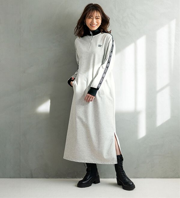 BELLUNA（ベルーナ）の「【ｕｍｂｒｏ】ジッパーワンピース（ロングワンピース）」｜杢グレー