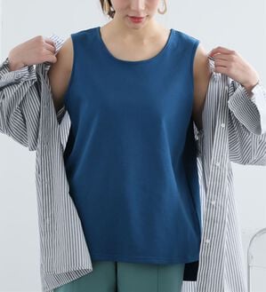 A HAPPY MARILYN（アハッピーマリリン）の「【Ｍ～８Ｌ／選べる裾】【接触冷感・吸水速乾】さらさらタンクトップ（タンクトップ・キャミソール）」｜ブルー