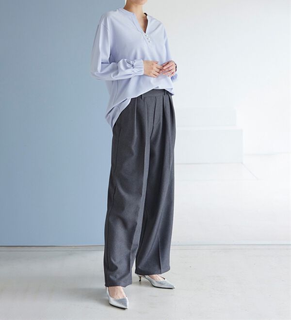 RANAN（ラナン）の「3つの機能付！パール調ボタン付スキッパーブラウス（ブラウス）」｜詳細画像