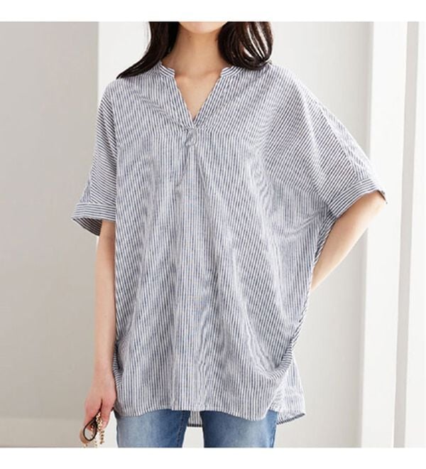 BELLUNA（ベルーナ）の「機能付リネン混スキッパーデザインシャツ（シャツ）」｜詳細画像