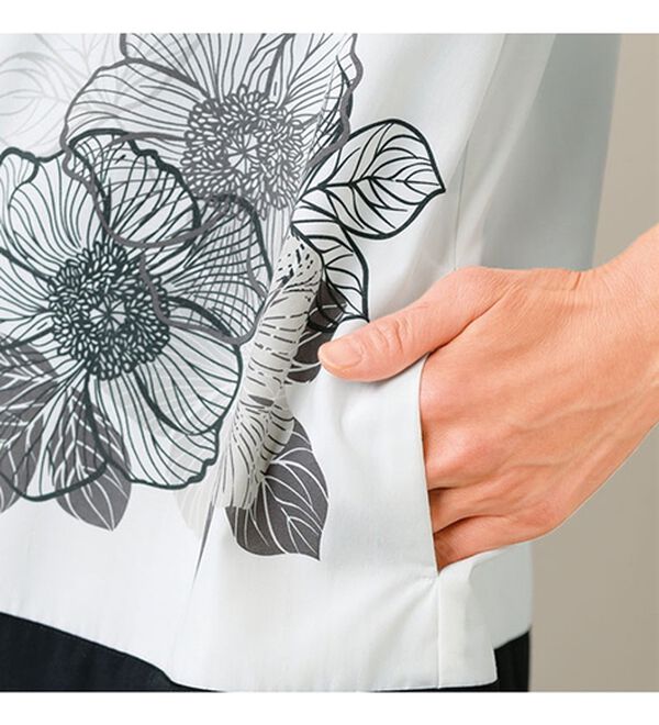 ルフラン（ルフラン）の「モノトーン花柄プリントブラウスジャケット（シャツ）」｜詳細画像