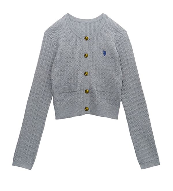 RANAN（ラナン）の「＜Ｕ．Ｓ．Ｐ＞ゴールド調ボタン刺繍ケーブルカーディガン（ニット・セーター）」｜詳細画像