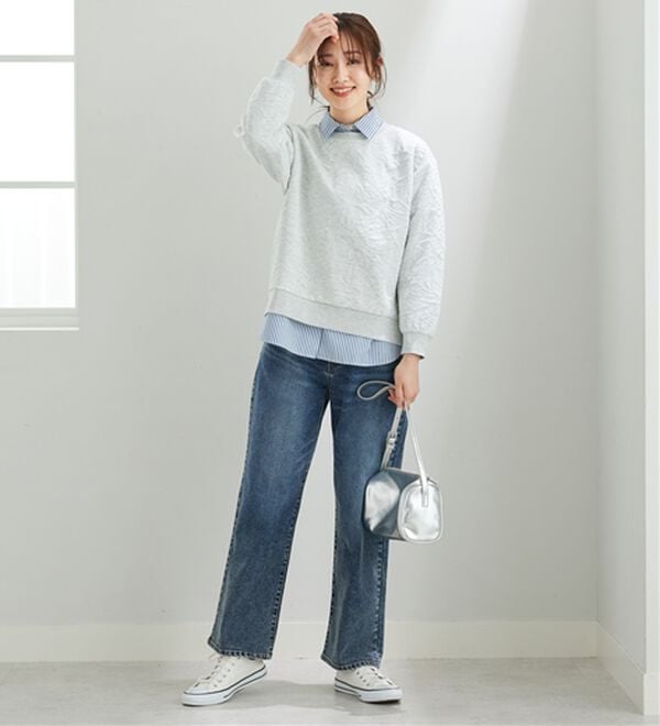 BELLUNA（ベルーナ）の「デニム素材美脚見えワイドパンツ（ワイドパンツ・ガウチョ）」｜詳細画像