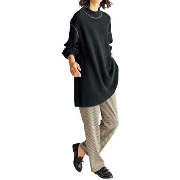 BELLUNA（ベルーナ）の「やわらかウールカシミヤ配色デザインチュニック（チュニック）」｜詳細画像