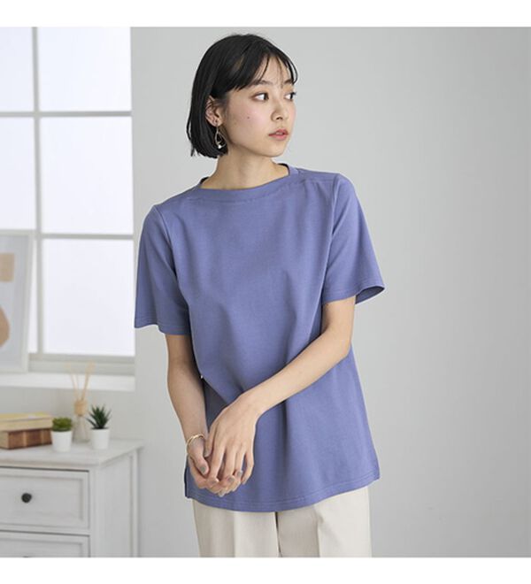 BELLUNA（ベルーナ）の「艶やか綿１００％シンプルプルオーバー（カットソー）」｜詳細画像