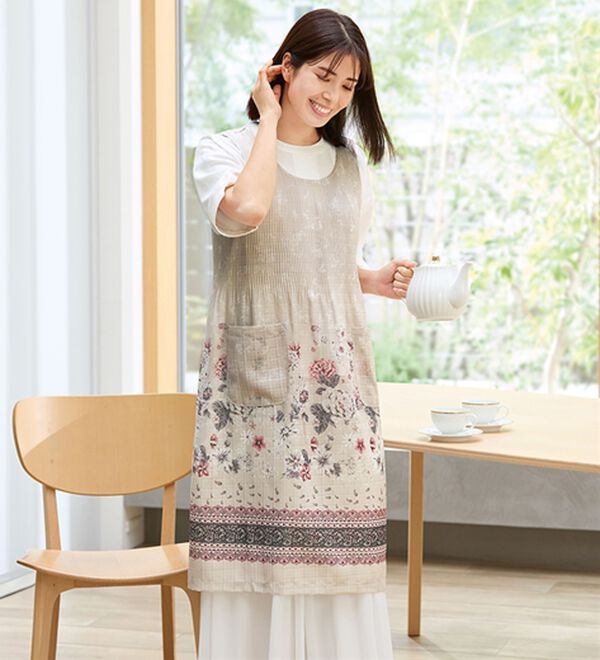 「【３枚組】涼やかプリーツチュニック（エプロン）」｜詳細画像