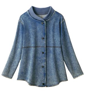 ルフラン（ルフラン）の「のび～るニットデニム楽ちんジャケット（その他ジャケット）」｜サックス