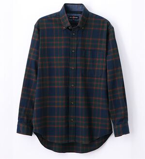 「着心地快適ストレッチネルシャツ（メンズシャツ）」｜ダークネイビーチェック